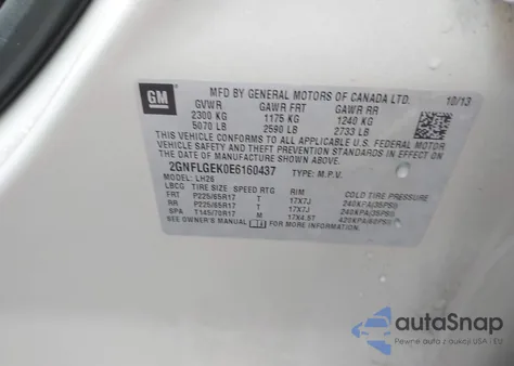 2014 Chevrolet Equinox 2Lt z USA, uszkodzony, nr VIN 2GNFLGEK0E6160437